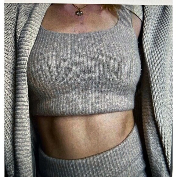 Everlane Charcoal Grey Wool Yak Blend Knit Cozy Stretch Crop Vest Tank Top Sz M - Picture 1 of 14